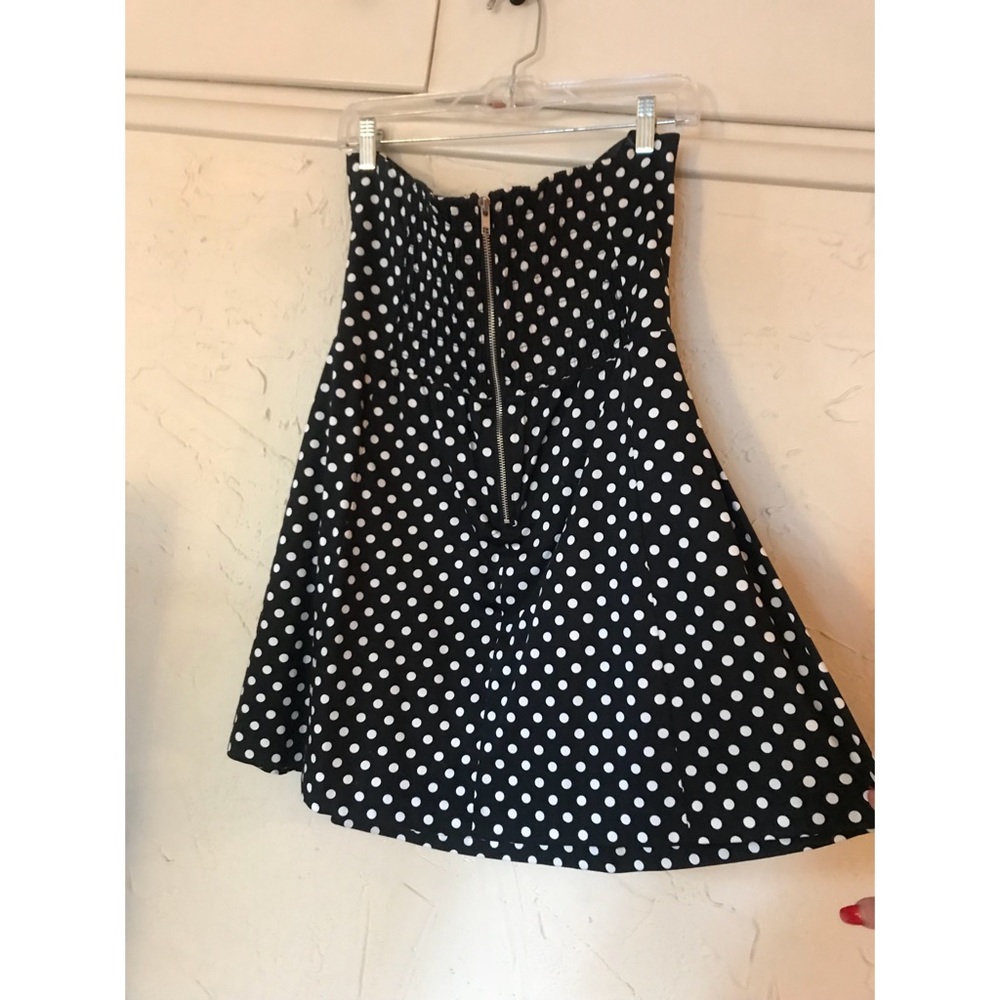 2010 Vintage, “Twee” Polka Dot Strapless Mini Dress Black & White - Picture 10 of 16